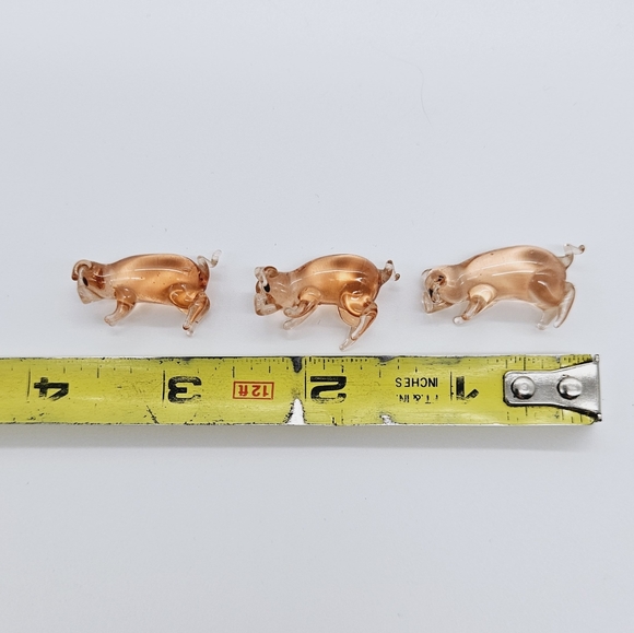 VINTAGE | art glass set of 3 miniature mini pigs - Picture 7 of 8